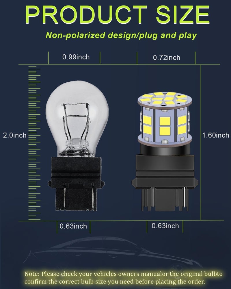 LEDYOTRY 3157 LED Bulb White, Super Bright 3156 3057 3056 3047 4157 4057 4114 LED Bulb for Back Up Reverse Lights, Tail Brake Lights, Parking Signal Daytime Running Lights (Pack of 4) - Image 3